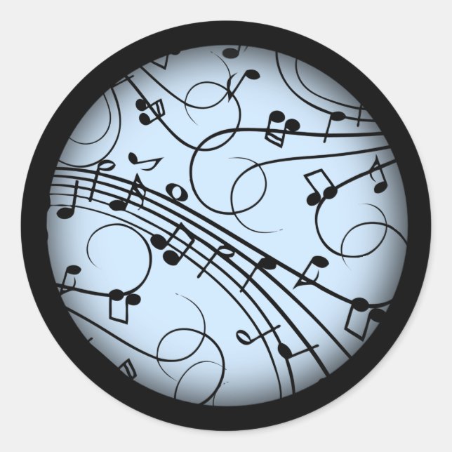 Adesivo Redondo Rico Music Notes Blue (Frente)
