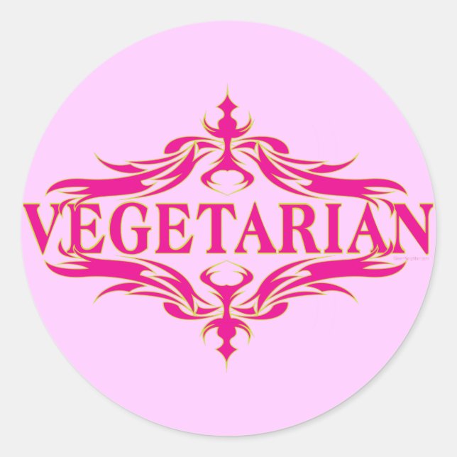 Adesivo Redondo Rico rosa - Vegetariana (Frente)
