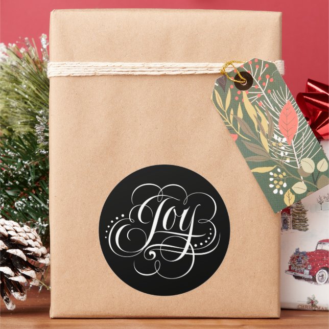 Adesivo Redondo Rico Suave Alegria Caligrafia de Natal (Feriado)