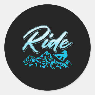 Adesivo Redondo Ride Extreme Winter Sports Snowboard