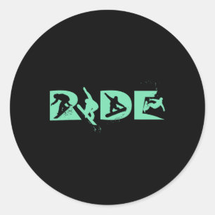 Adesivo Redondo Ride Snowboard Engraçado Snowboard Snowboarder Gif