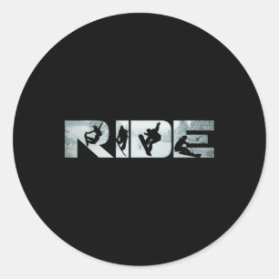 Adesivo Redondo Ride Snowboards Tee Engraçado Snowboard Lover