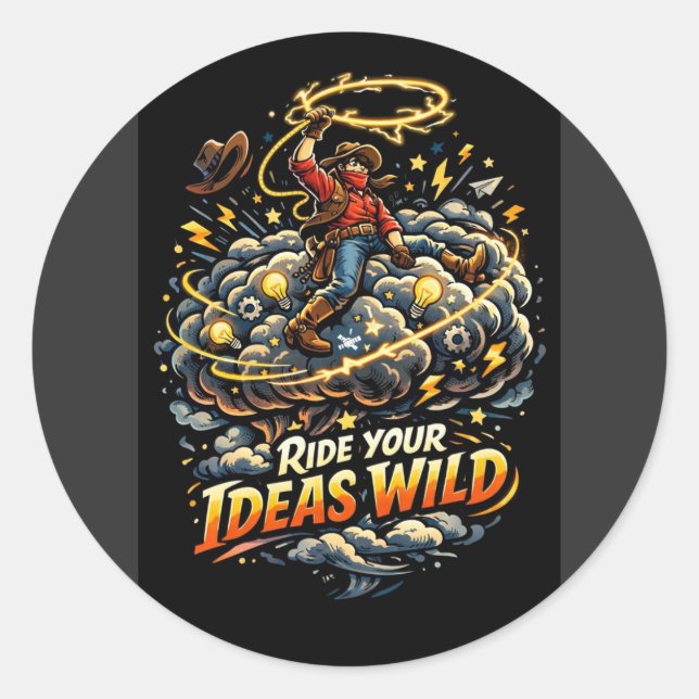 Adesivo Redondo Ride your Ideas Wild (Frente)