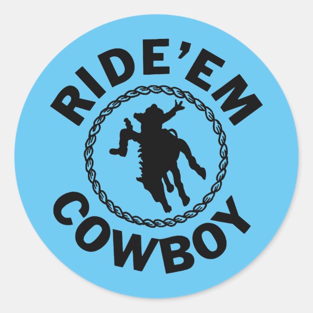 Adesivo Redondo Ride'em Cowboy - Rodeo Ocidental (Frente)