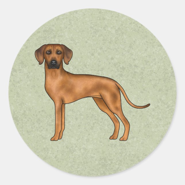 Adesivo Redondo Ridgeback — Cão Verde-Leão-Africano-Cute (Frente)