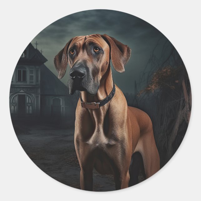 Adesivo Redondo Ridgeback Ridgeback Halloween Ascary (Frente)