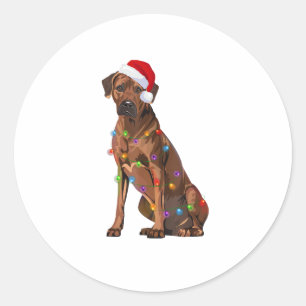 Adesivo Redondo Ridgeback Ridgeback Natal Luzes Xmas Cão Amor
