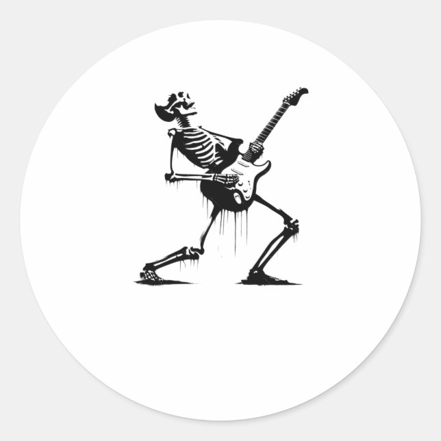 Adesivo Redondo Riffs De Beyond Skeleton Guitarist Em S Grafite (Frente)