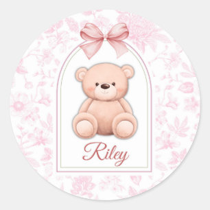 Adesivo Redondo Riley Design de Enfermeiro de Urso Rosa Personal
