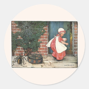 Adesivo Redondo Rima de berçário pequena da senhorita Muffet