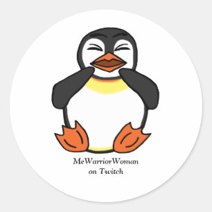 Adesivo Redondo Rindo de Pinguim, MmeGuerreiraMulher no Twitch
