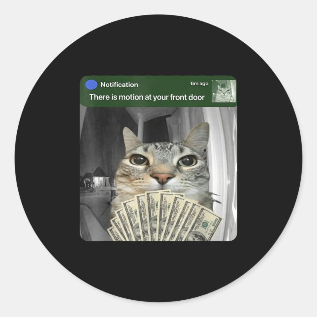 Adesivo Redondo Ring Cat With Motion Meme  (Frente)