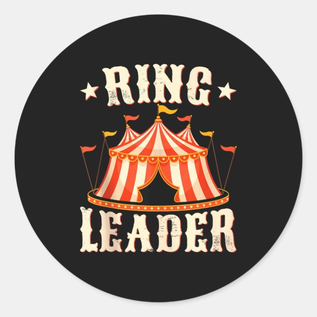 Adesivo Redondo Ring Leader - Circus Lover Ringmaster Circus Party (Frente)