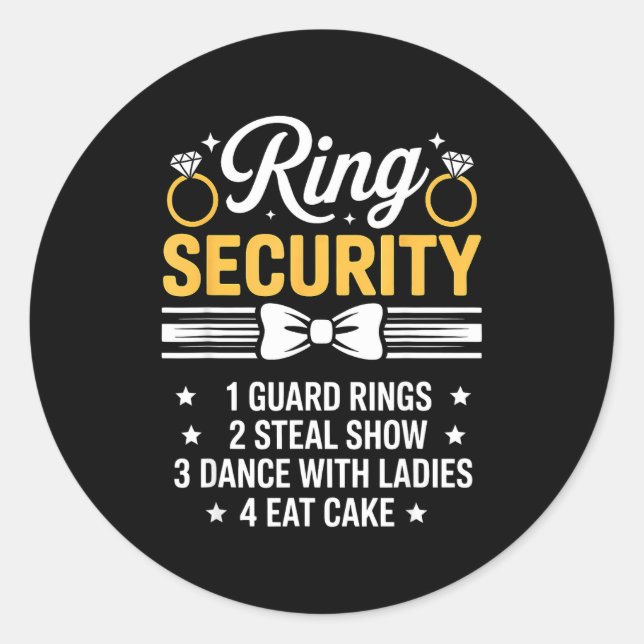 Adesivo Redondo Ring Security Wedding Party Funny Ring Bearer  (Frente)