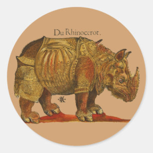Adesivo Redondo Rinocerontes Rinocerontes de Vintage Rhino Durer A