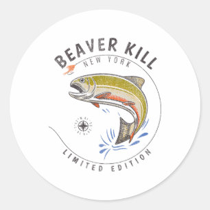 Adesivo Redondo Rio Beaverkill Nova York Fly Fishing Lembrança Bea