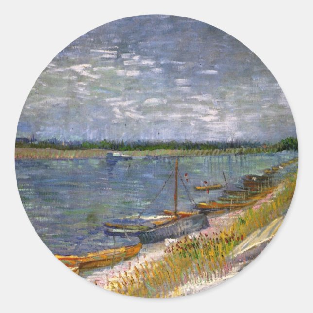 Adesivo Redondo Rio com botes em rufo por Vincent van Gogh (Frente)