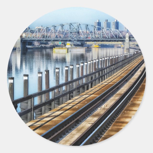Adesivo Redondo rio das construções bronx Nova Iorque (Frente)