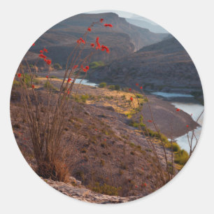 Adesivo Redondo Rio Grande Atravessa O Deserto De Chihuahuan