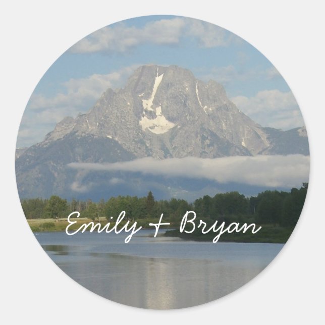Adesivo Redondo Rio Jackson Hole no Parque Nacional Grand Teton (Frente)