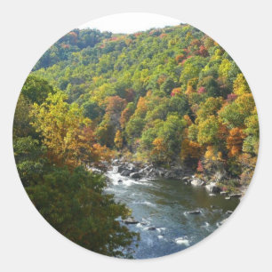 Adesivo Redondo Rio Ohiopyle no Outono II Pensilvânia Outono