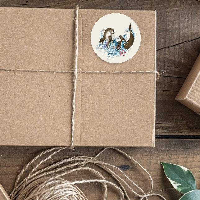 Adesivo Redondo Rio Otter Water Cute (Criador carregado)