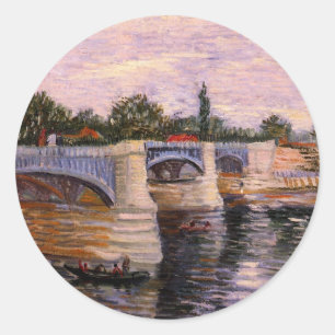 Adesivo Redondo Rio Van Gogh Seine com Pont del Grande Jette