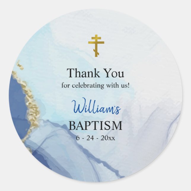 Adesivo Redondo Rios de Água Viva Batismo Cristão Ortodoxo (Frente)