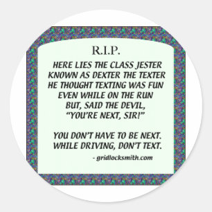 Adesivo Redondo RIP-DEXTERoTEXTER