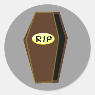 Adesivo Redondo RIP Halloween Coffin of Doom Stickers