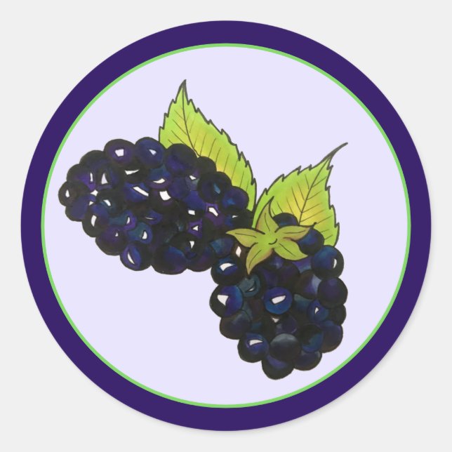 Adesivo Redondo Ripe Summer Blackberry Blackberry Berry Berries (Frente)