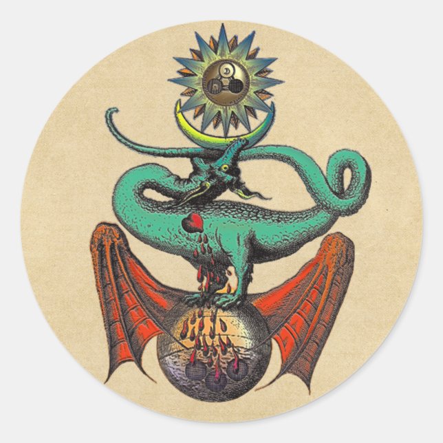 Adesivo Redondo Ripley Scroll Alchemy Dragon (Frente)