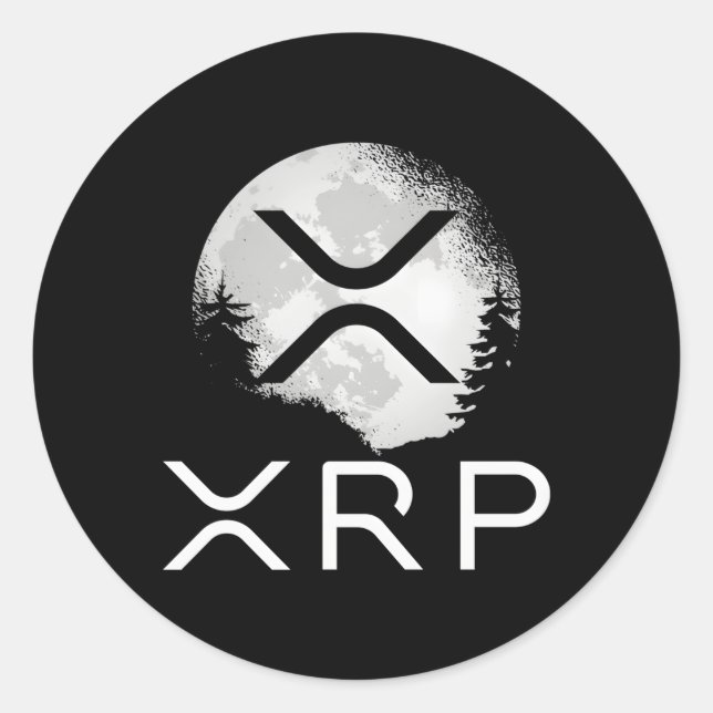 Adesivo Redondo Ripple Coin Xrp Razão Moon Cryptocurrency Bull Mãe (Frente)
