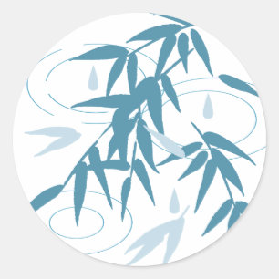 Adesivo Redondo Ripples e Folhas de Bambu Após Chuva