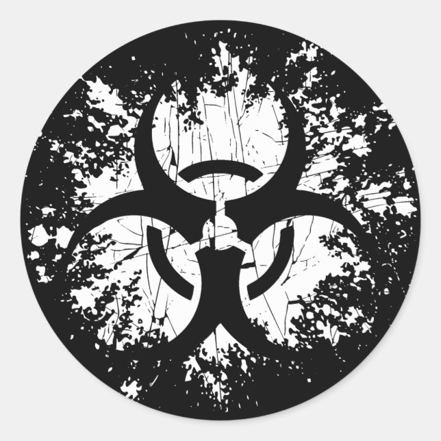 Adesivo Redondo Risco Biológico - Dividido (Frente)