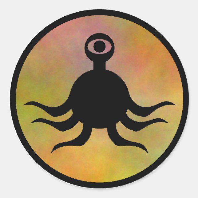 Adesivo Redondo Risco de monstro do Tentacle (Frente)