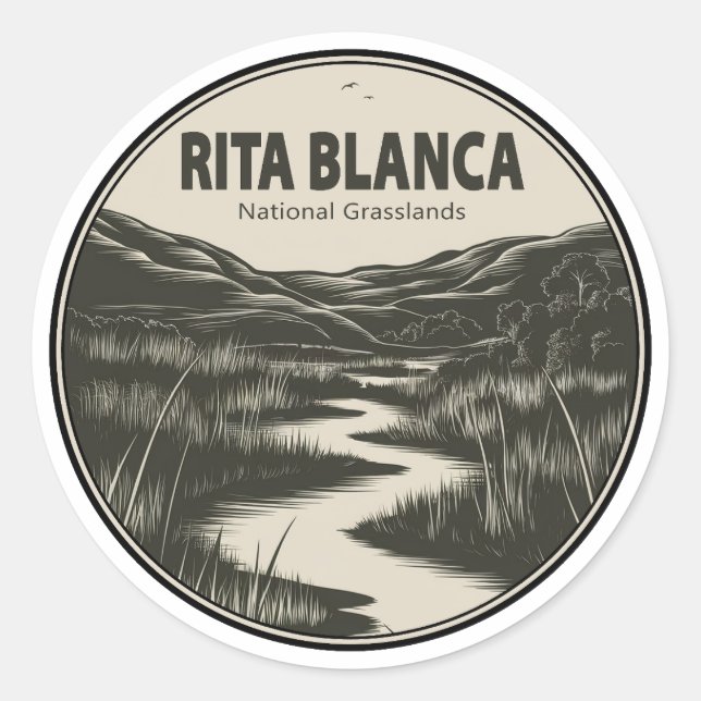 Adesivo Redondo Rita Blanca National Grasslands Stream (Frente)