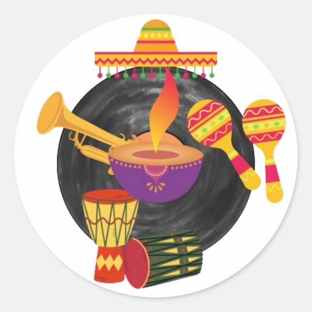 Adesivo Redondo Ritmos do Mundo (Frente)