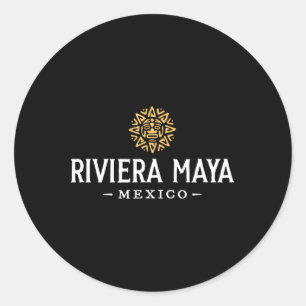 Adesivo Redondo Riviera Maya México Férias ao Sol na Praia Vintage