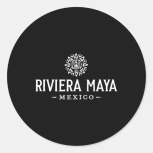 Adesivo Redondo Riviera Maya México Lembrança Retro Férias ao Sol