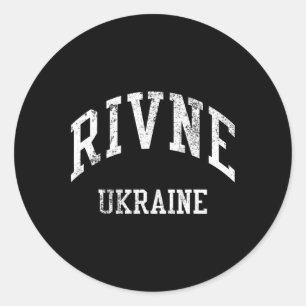 Adesivo Redondo Rivne Ucrânia Retro Anos 70 Estilo Desportivo Univ