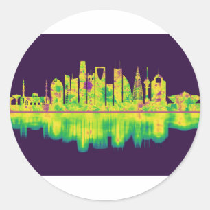 Adesivo Redondo Riyadh Arábia Saudita Skyline