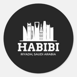 Adesivo Redondo Riyadh Habibi Amor Arábia Saudita Lembrança de Fér