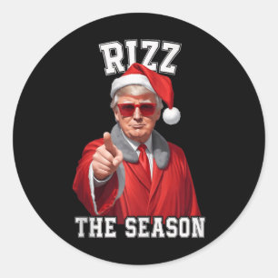 Adesivo Redondo Rizz A Época Engraçado Trump Natal Papai Noel