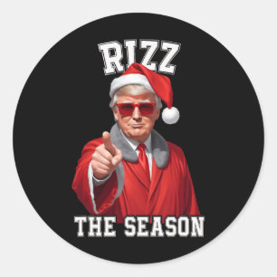 Adesivo Redondo Rizz A Época Engraçado Trump Natal Papai Noel