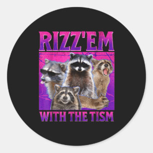 Adesivo Redondo Rizz em com o meme tism guaxinim autista autismo