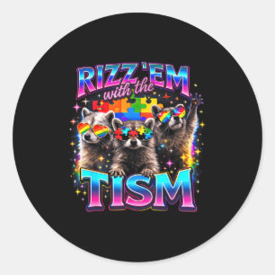 Adesivo Redondo Rizz em com o tism meme de guaxinim autista autism