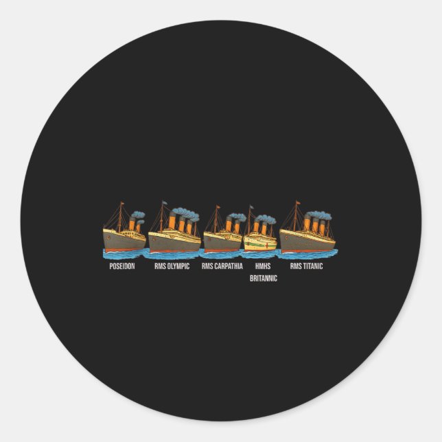 Adesivo Redondo Rms Titanic Britannic Poseidon Carpathia Familiar  (Frente)