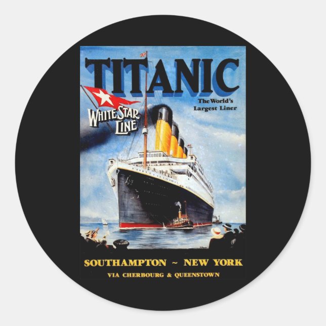 Adesivo Redondo RMS Titanic Viagem Ad (Frente)