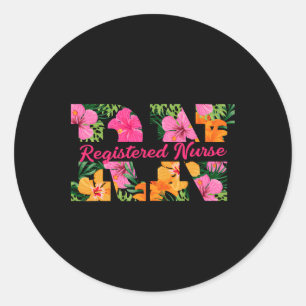 Adesivo Redondo Rn Aloha Enfermeira Flores Tropicais Summer Hawaii